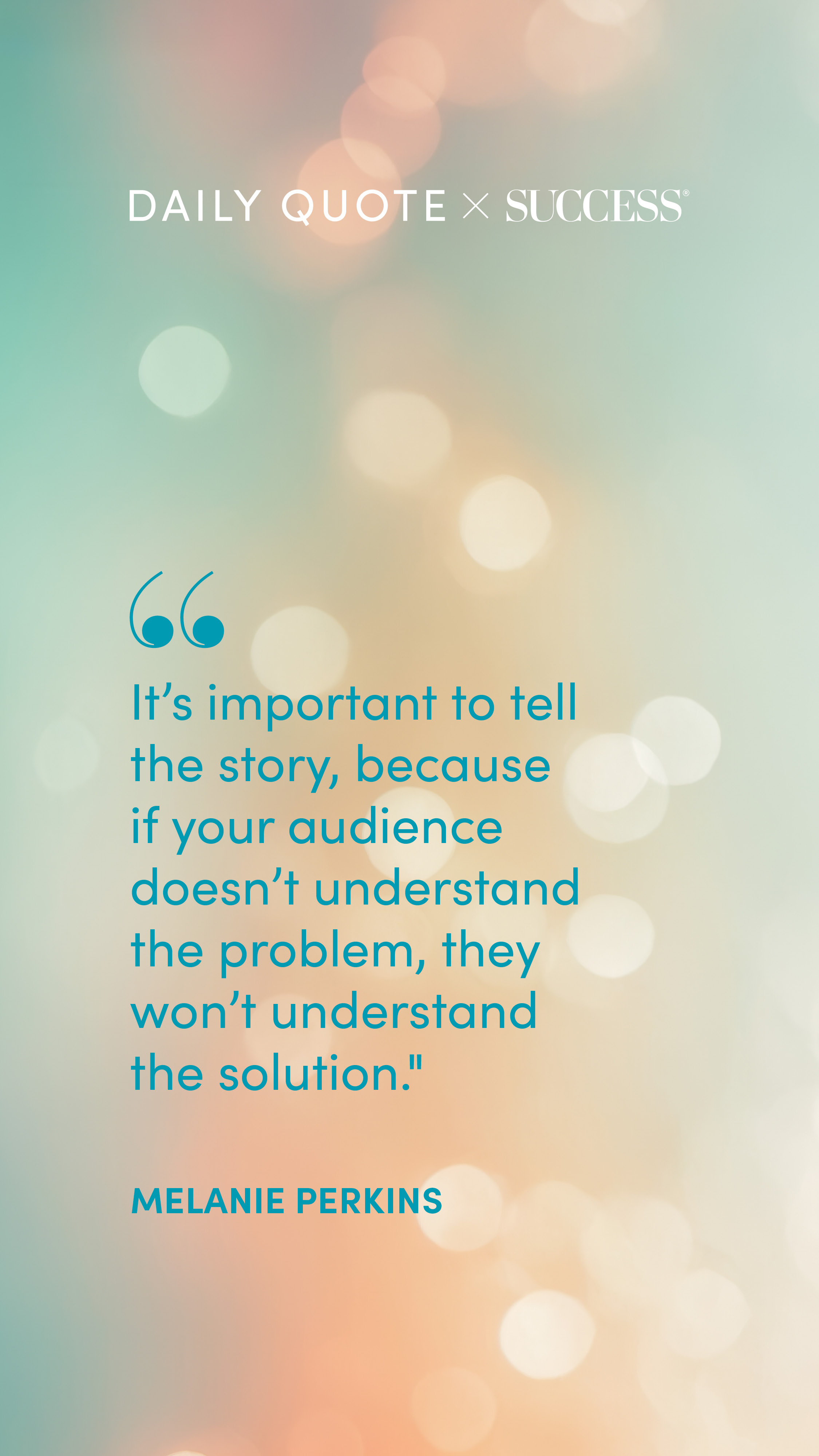 Quote graphic from Melanie Perkins on Lead with Heart