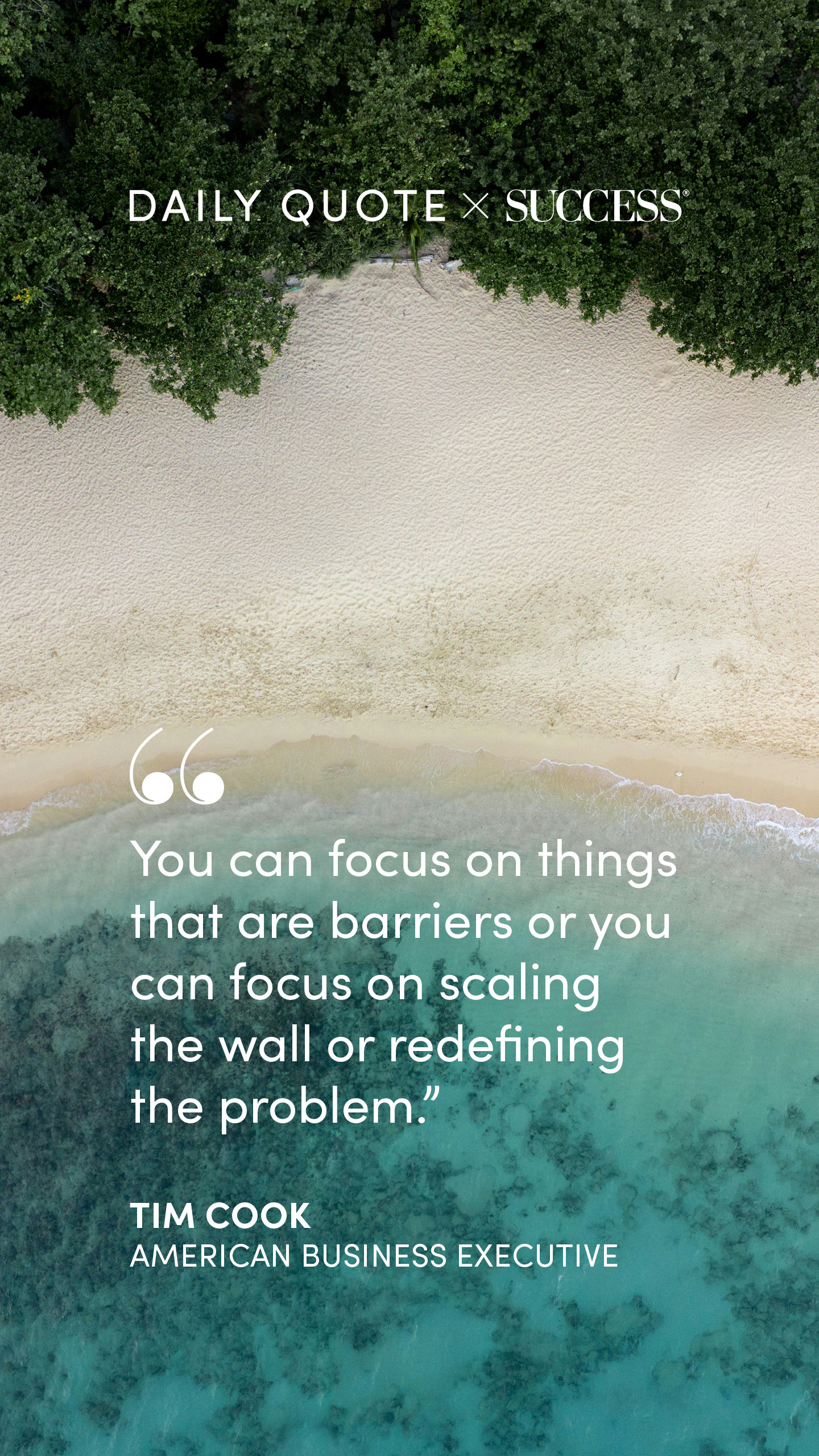 "You can focus on things that are barriers or you can focus on scaling the wall or…" — Tim Cook, on Find Your Edge