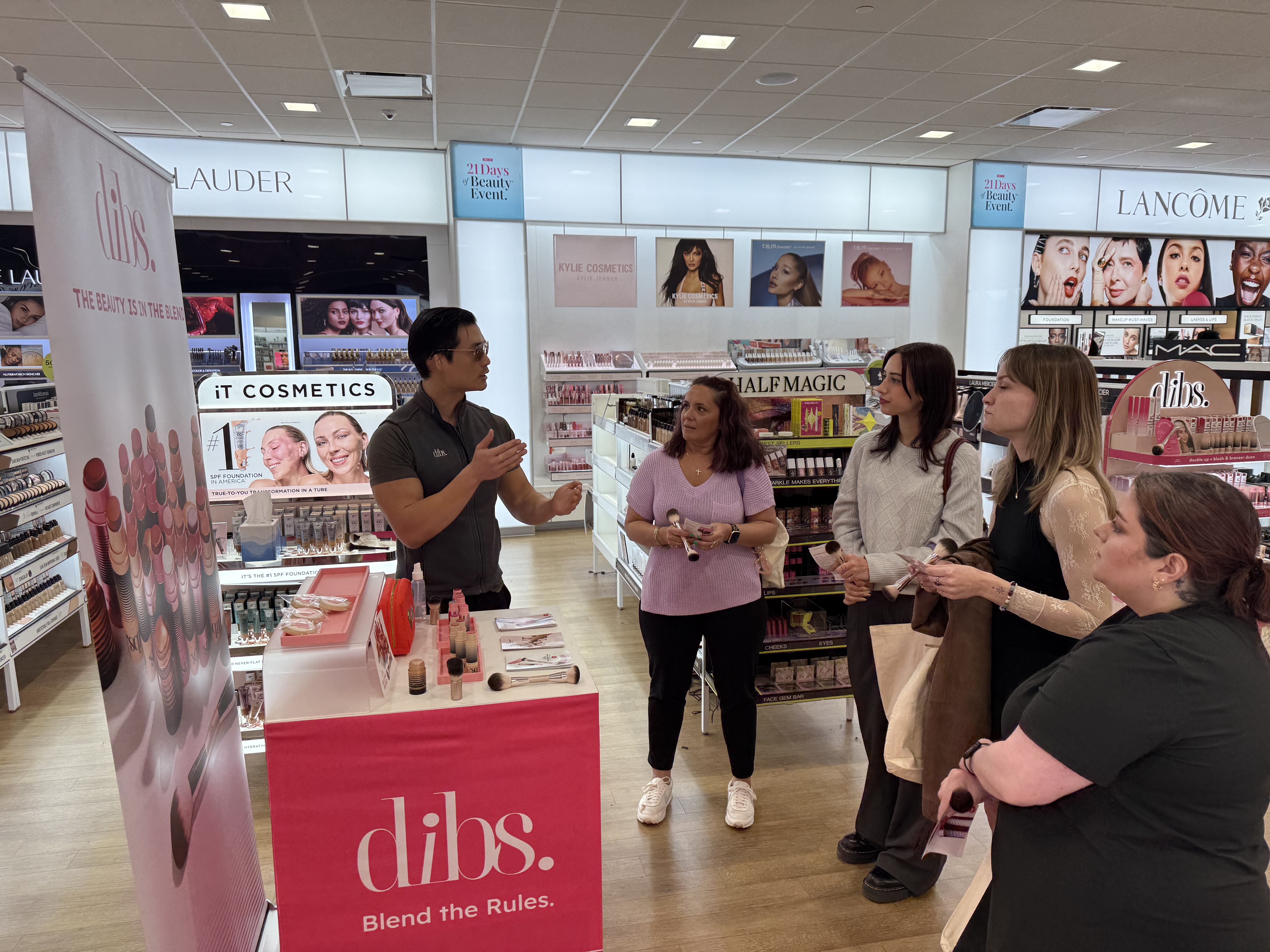 Jeff Lee in Ulta showcasing DIBS beauty brand