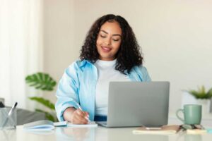 woman making plans for starting a business