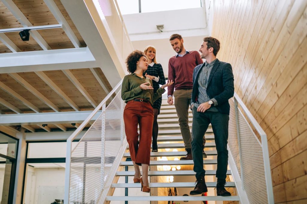 group of colleagues having productive meeting