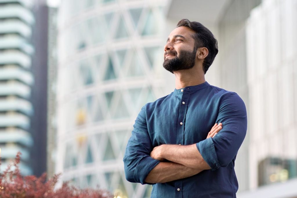 man looking to be more courageous