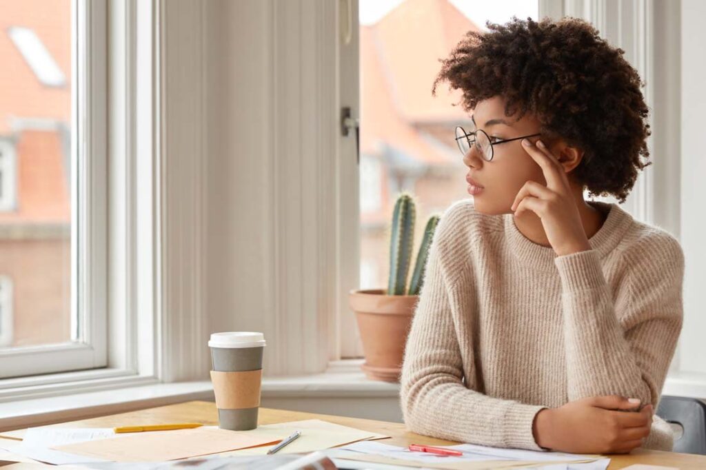 woman thinking to find passion in life