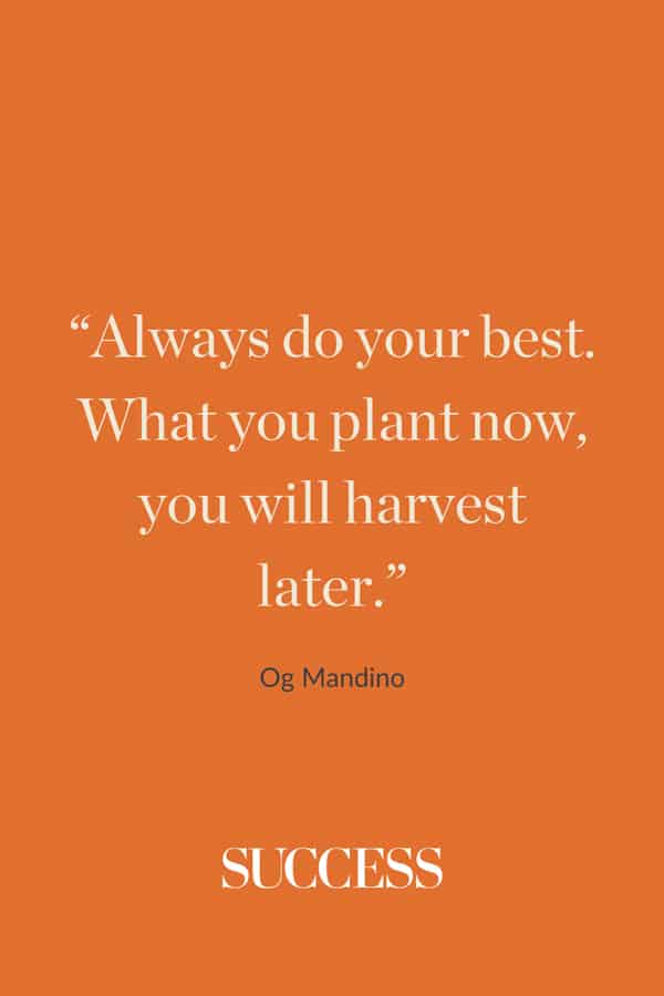 “Always do your best. What you plant now, you will harvest later.”—Og Mandino