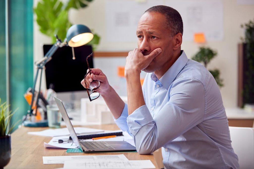 middle aged man turning stress into success