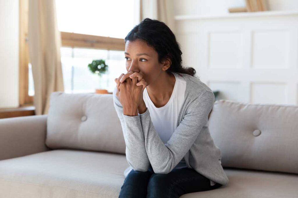 woman dealing with anxiety alone