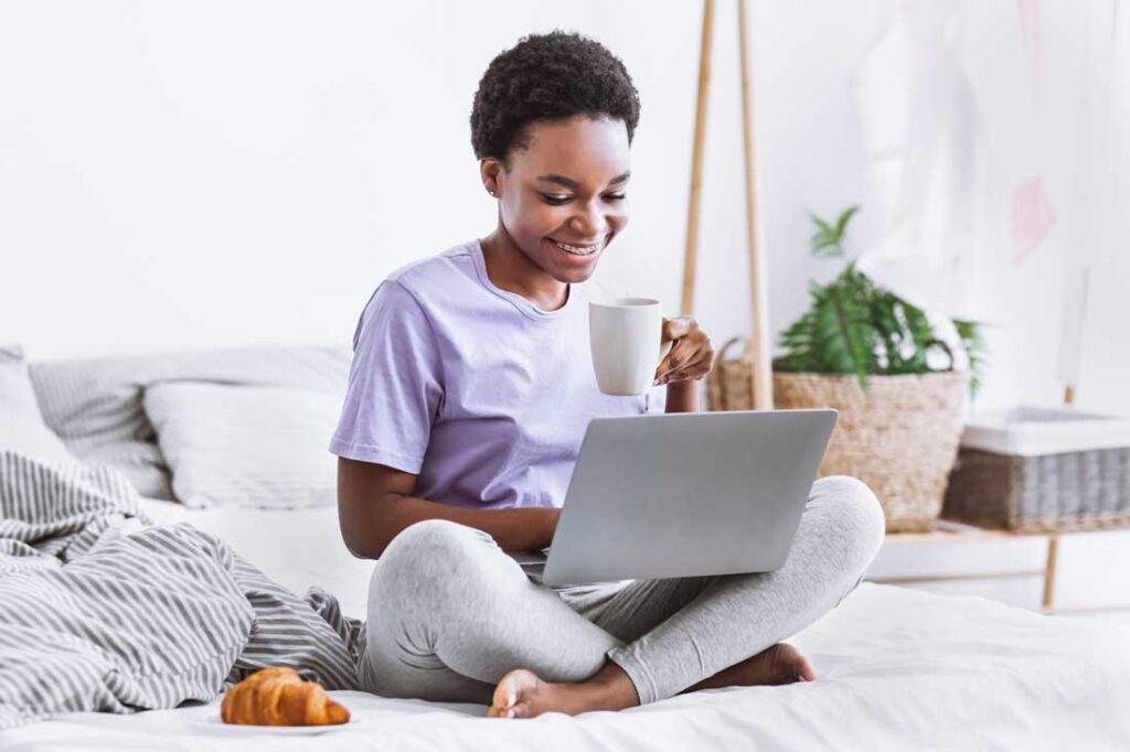 woman having a productive morning