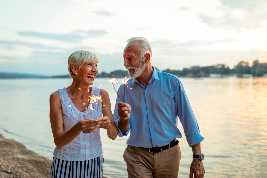 older couple celebrating freedom on july 4