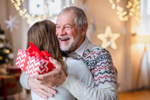 couple embracing the spirit of christmas