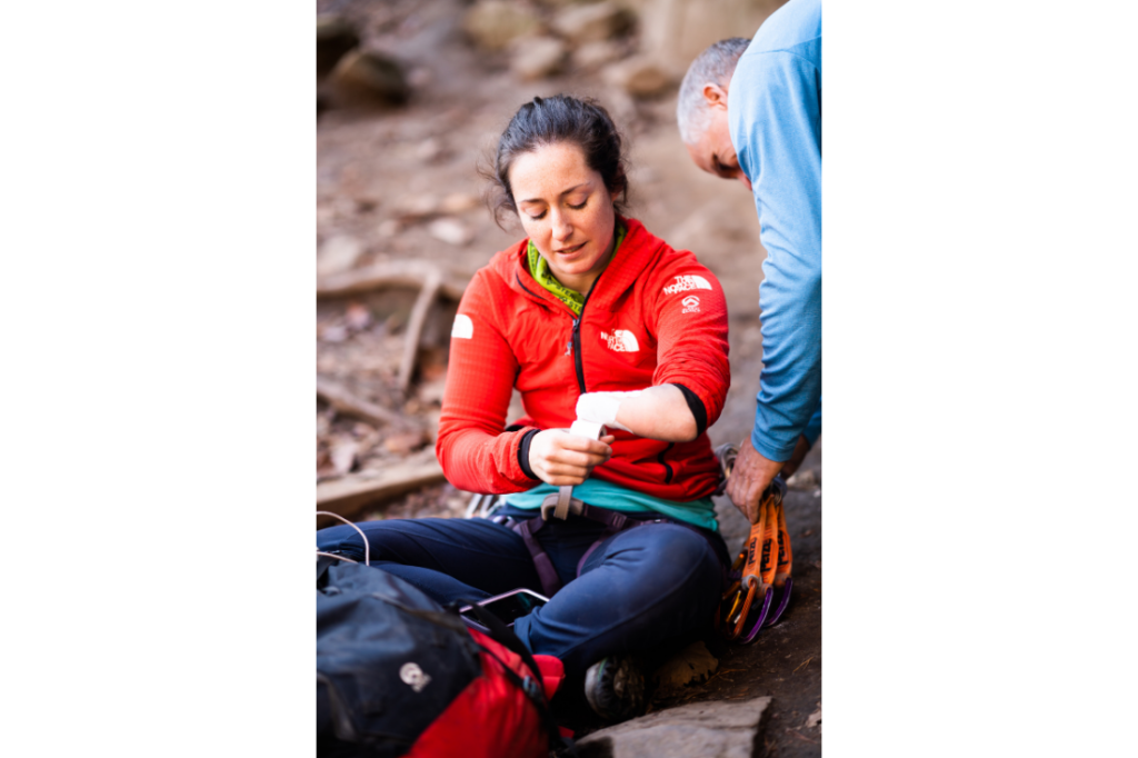 Maureen Beck, a competitive paraclimbing athlete