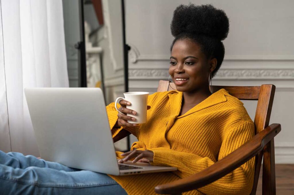 woman working remotely