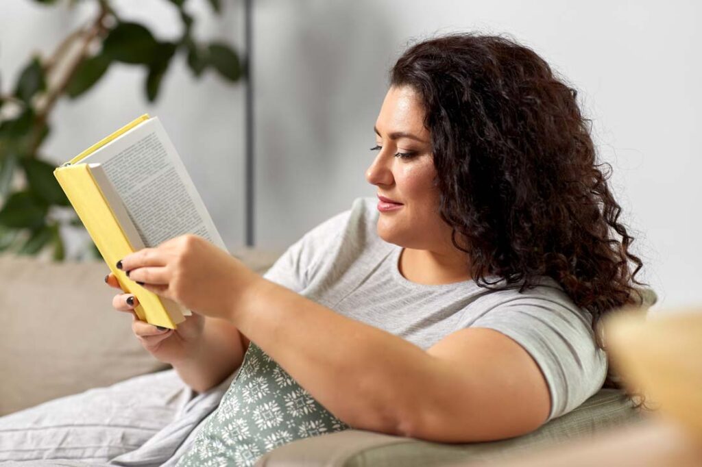 woman reading a book