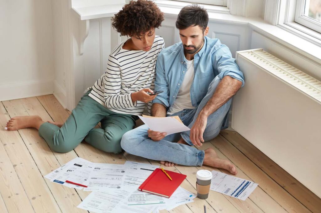 couple organizing finances