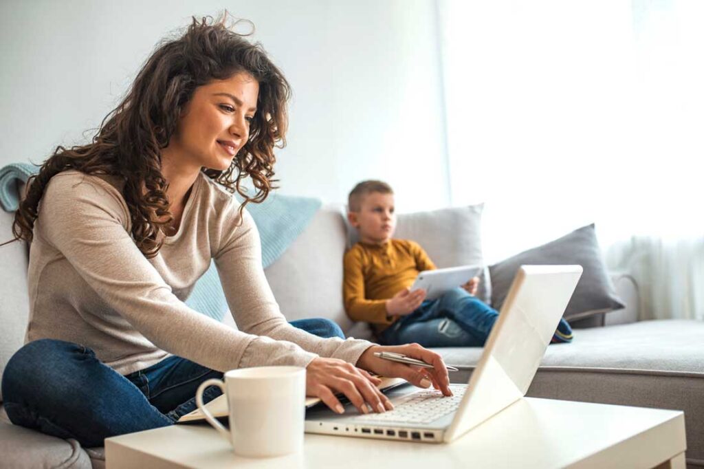 parent managing team at work from home