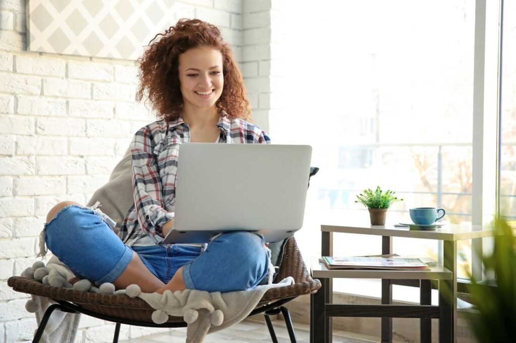 woman working remotely