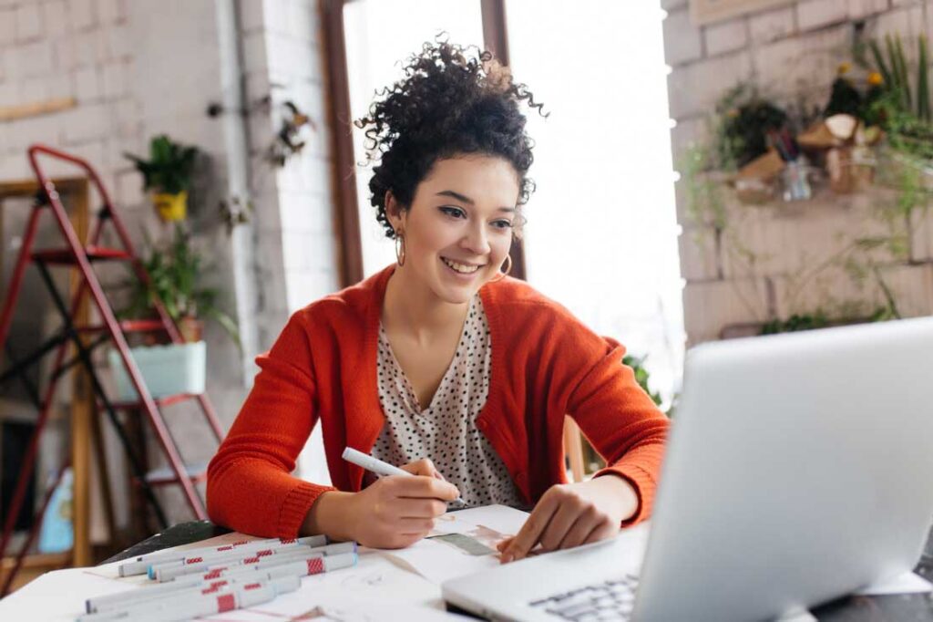 woman working on company's brand strategy