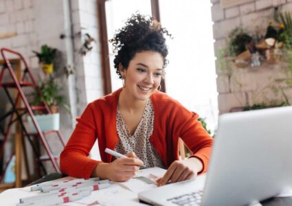 woman working on company's brand strategy