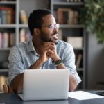 man working from home practicing deliberate calm