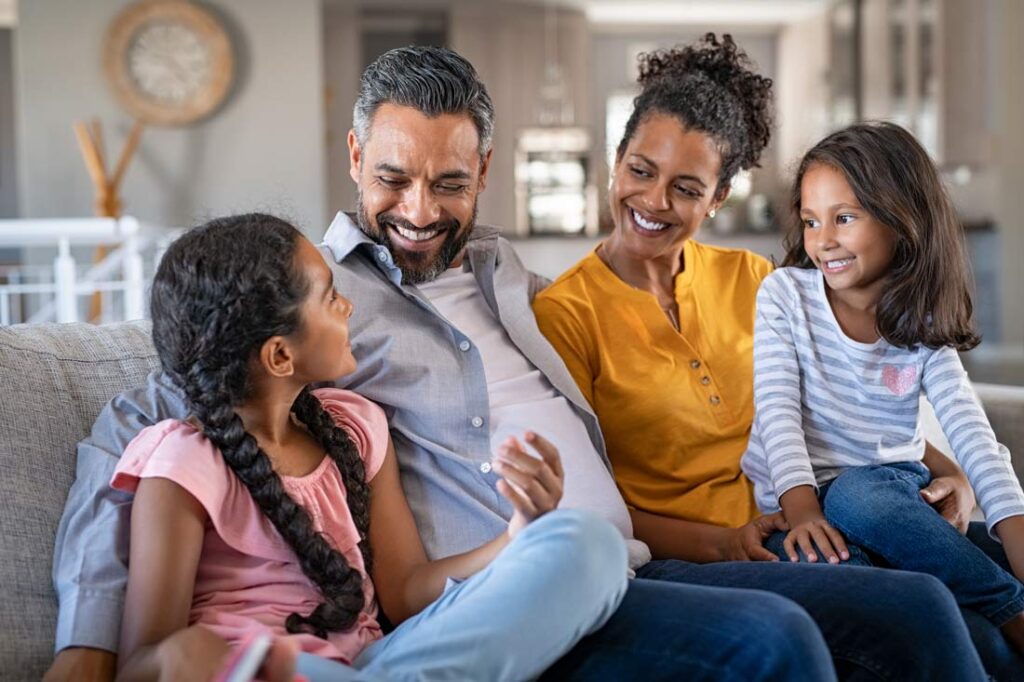 family discusses business strategies at home