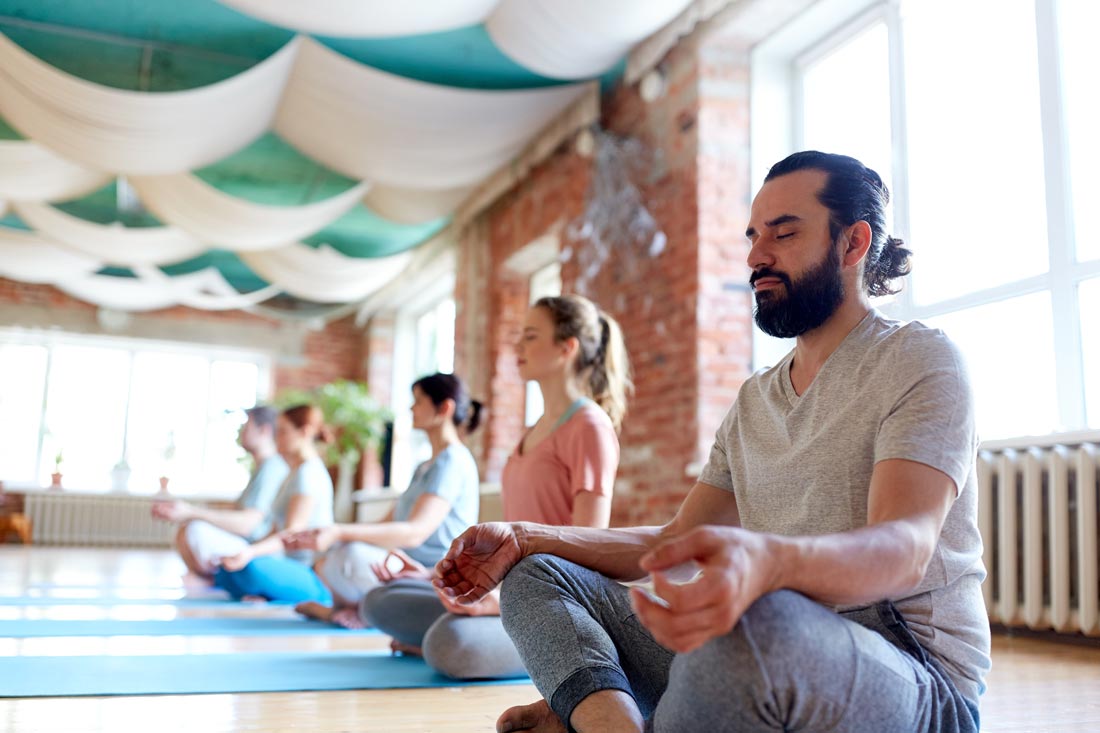 group meditation at a silent meditation retreat