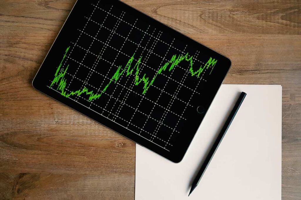 image of tablet tracking crypto stock market