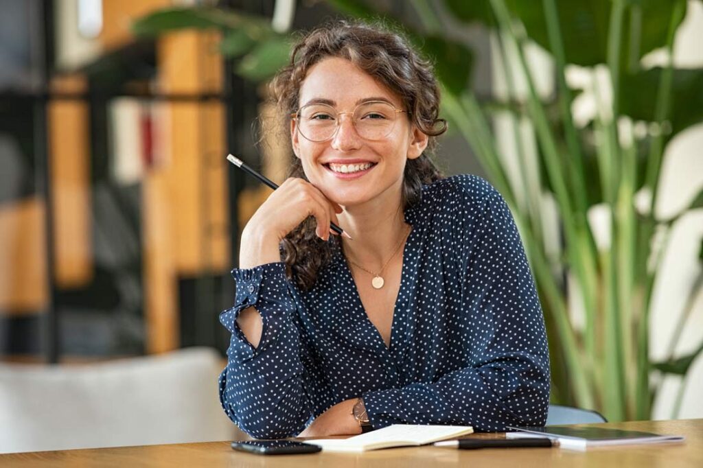 Young woman planning her professional development plan