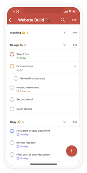 screenshot of todoist app