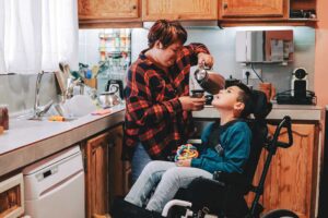 Mother and disabled son exemplifying caregiver support