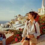 Female traveler smiling at the view