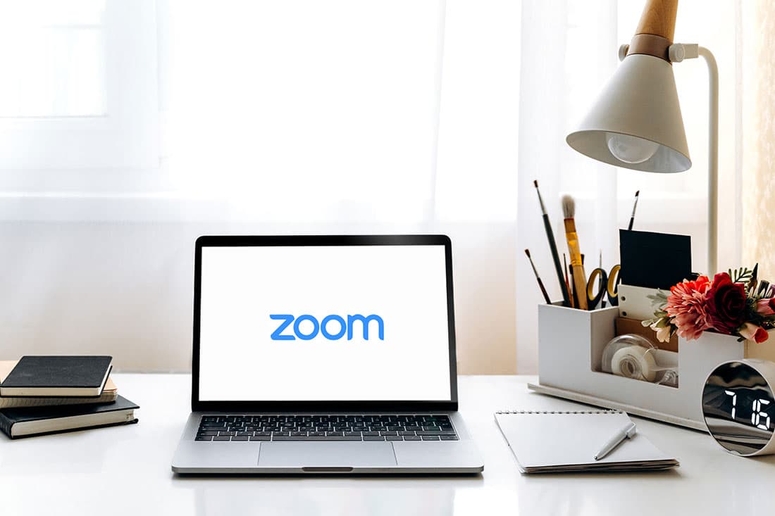 Zoom icon on a white screen of Macbook
