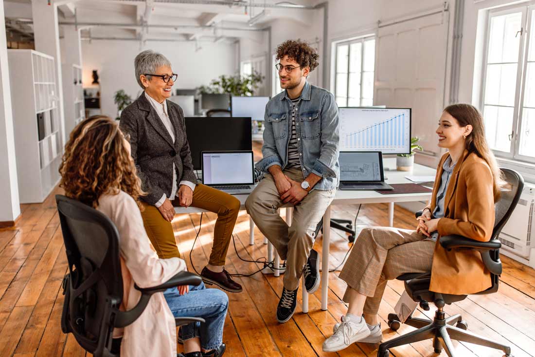 Group of people across different generations working together