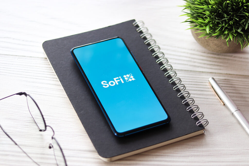 SoFi Invest app pulled up on a phone, used for investing