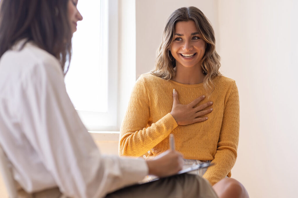 Woman in self esteem therapy