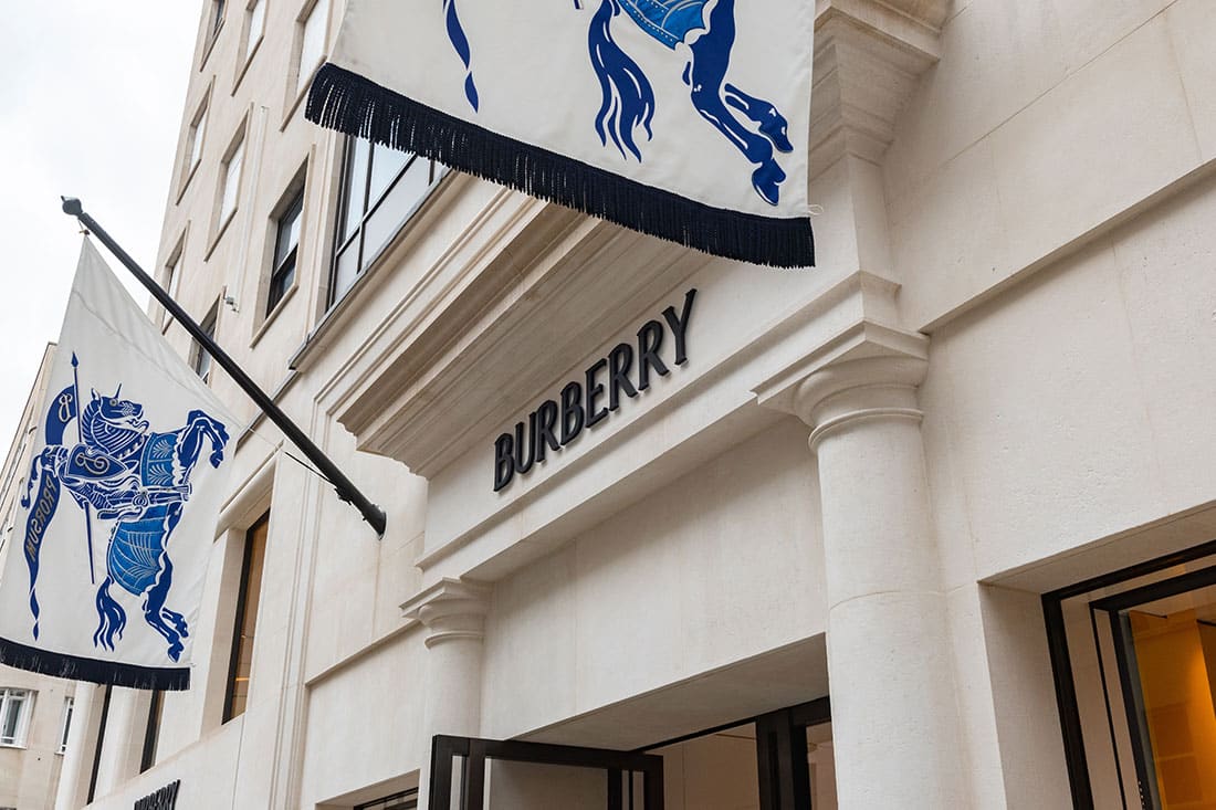 Burberry luxury brand store front in London