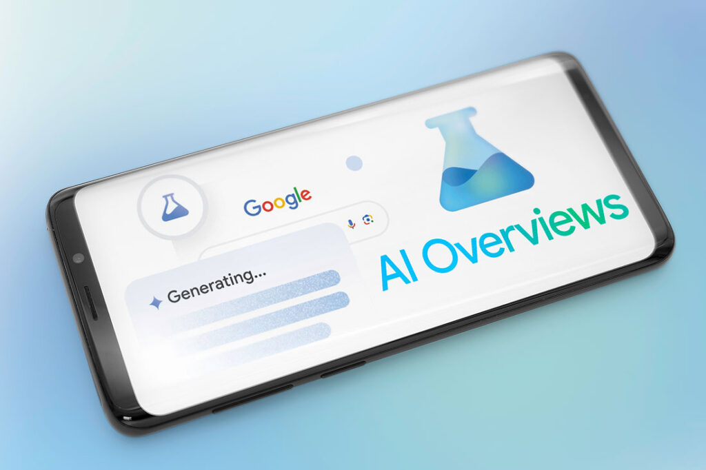 Google AI Overviews webpage on smartphone