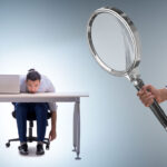 Concept of employee monitoring by boss