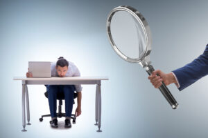 Concept of employee monitoring by boss
