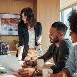 Group of young business people discussing