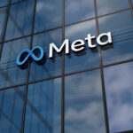 Meta logo on glass building