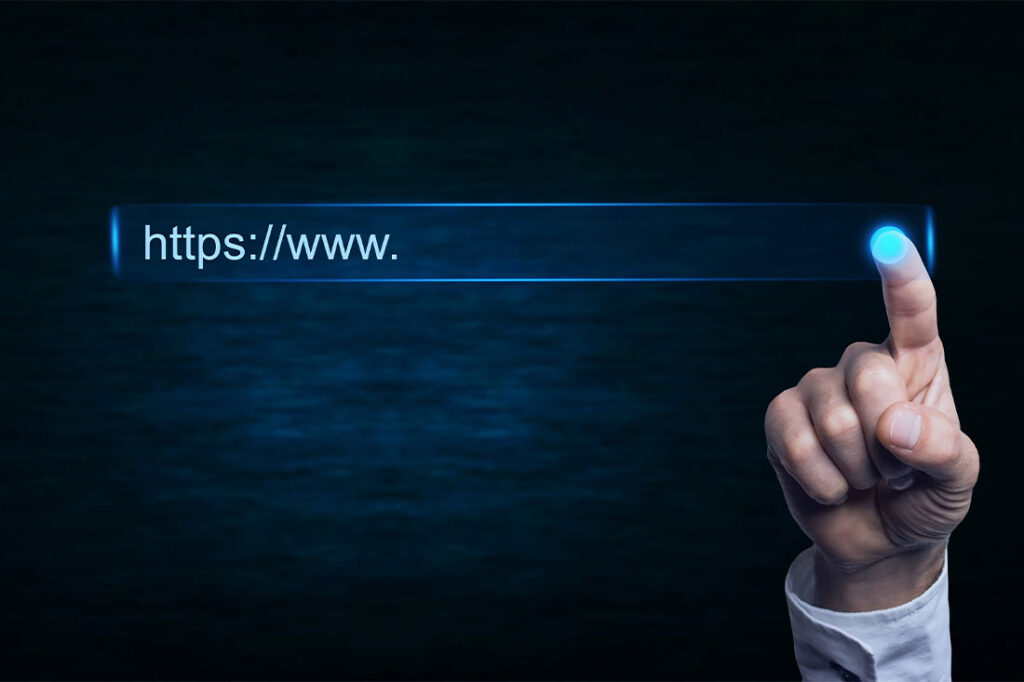Hand touching https address