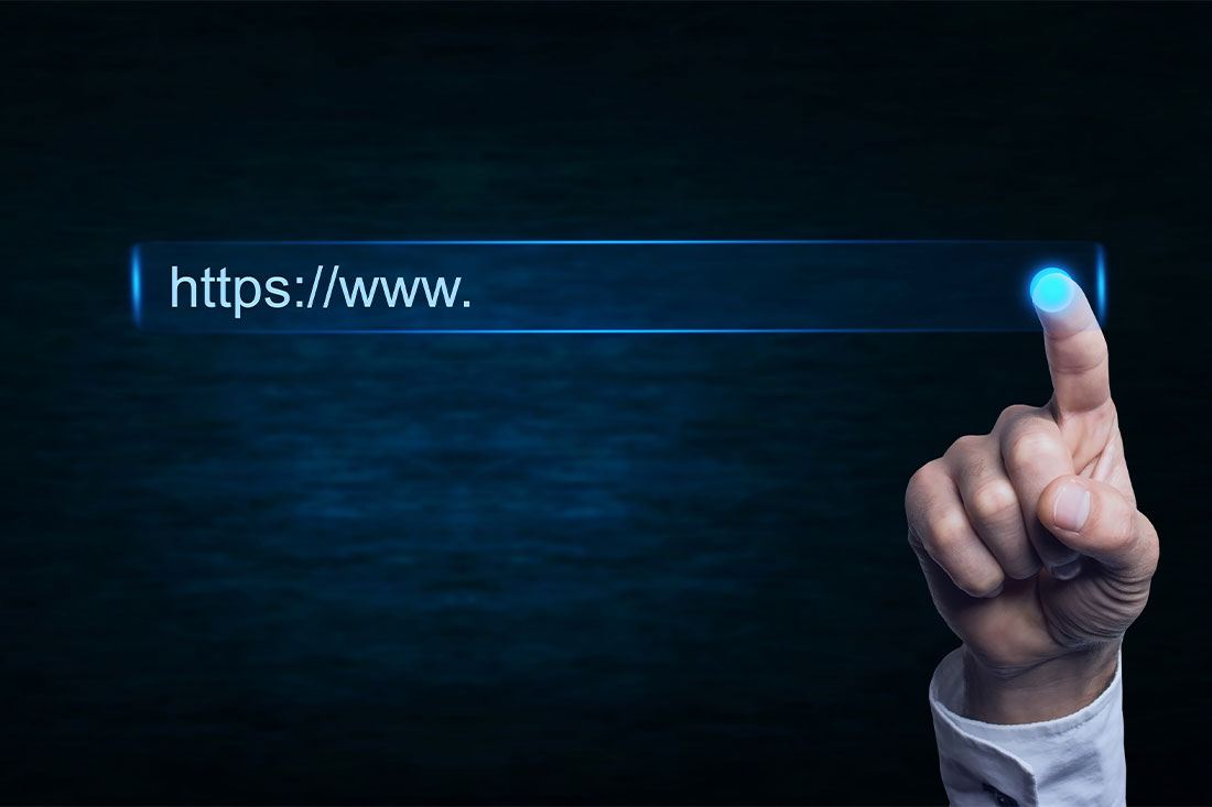Hand touching https address