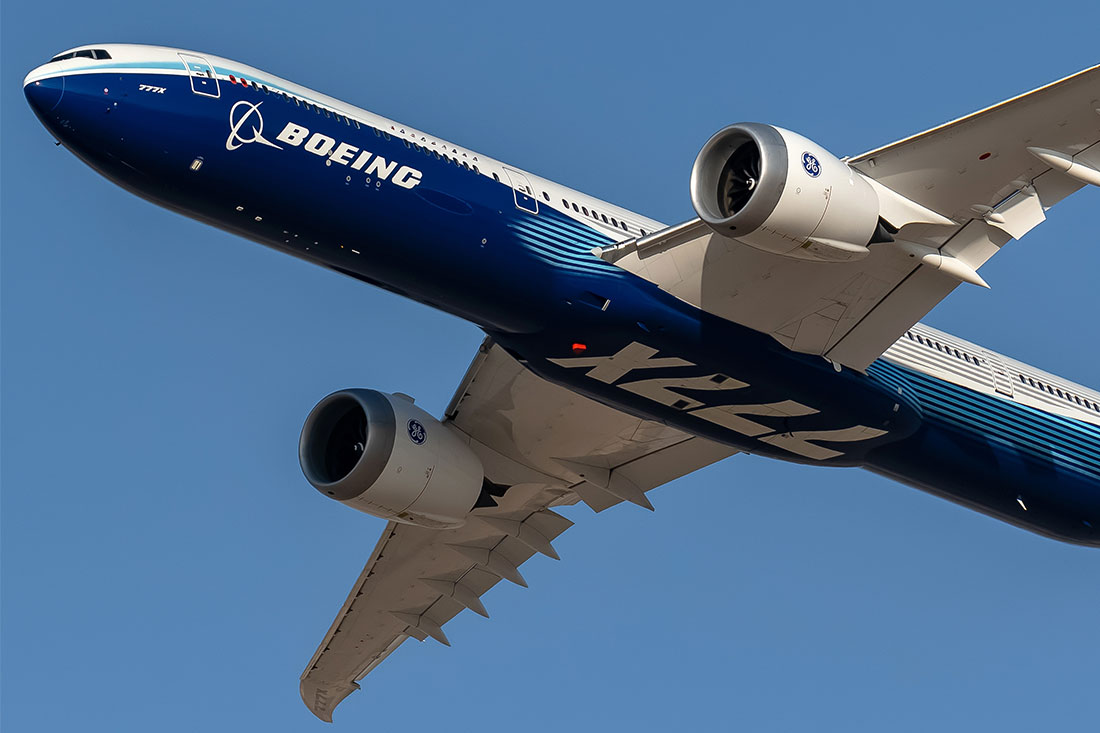 Newly Made Aircraft Boeing named as Boeing 777X its a new variant with variable wingtips