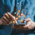 man using smart phone with Social media
