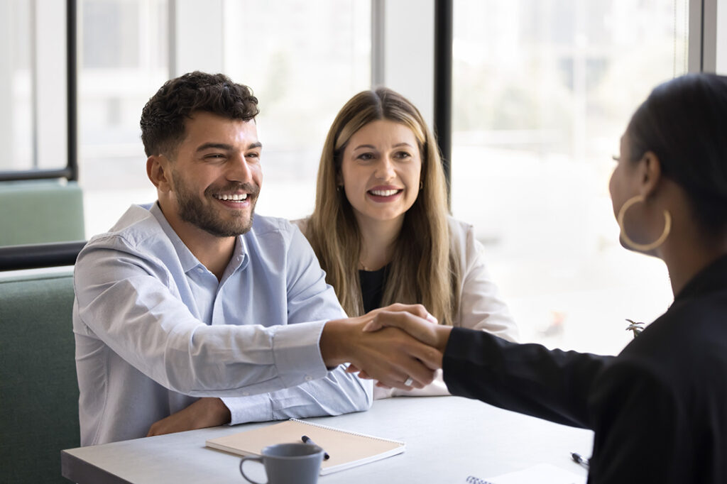 A young couple discuss a family limited partnership with their lawyer