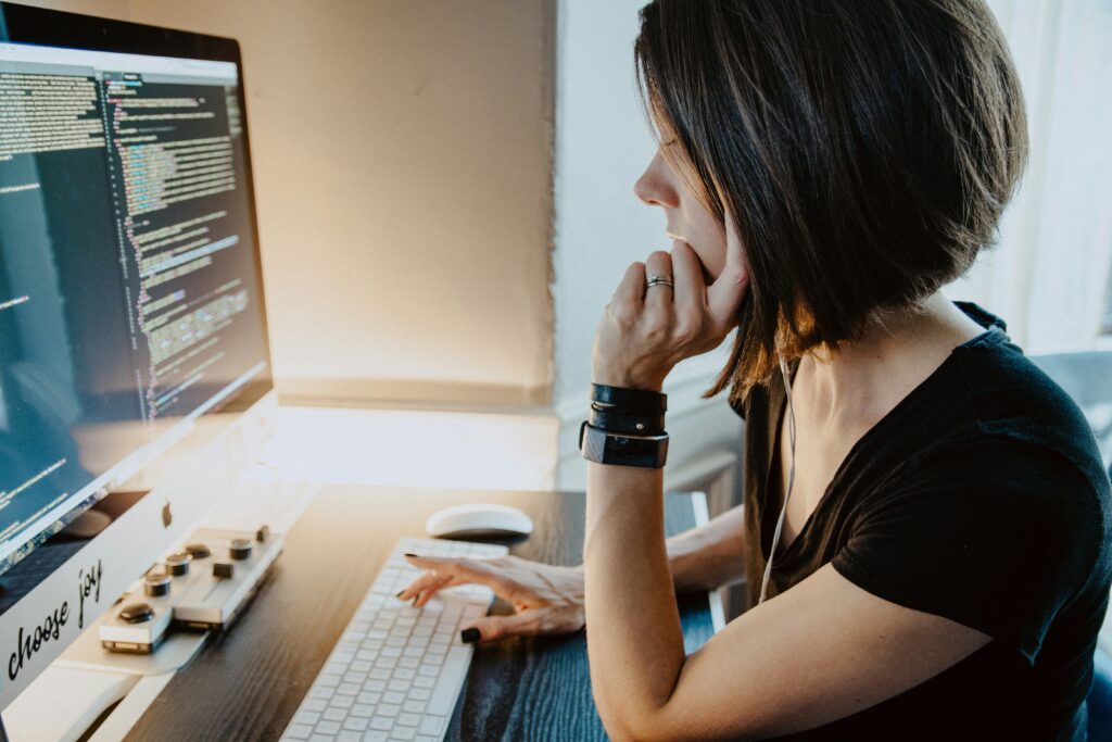 woman using ai for project at work