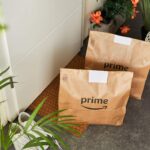 Amazon Prime fresh groceries on a front porch