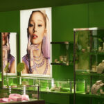 A Swarovski store featuring a celebrity brand partnership with Ariana Grande