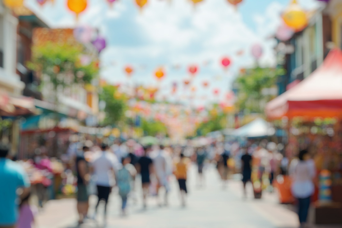 Blurred photo of a street festival