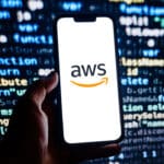 Amazon Web Services logo on phone