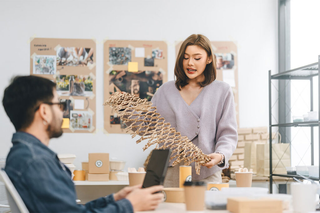 Presentation innovations package recycle material for sustainable product